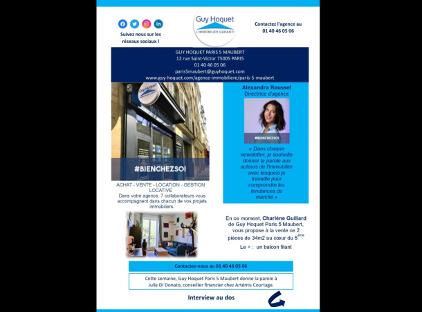 La newsletter de Guy Hoquet Paris 5 Maubert